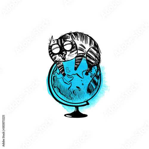 hand drawn vector illustration of funny cats