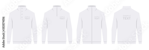 Men's Sweatshirt White. Men's blank sweatshirt template, front and back view. isolated on white background