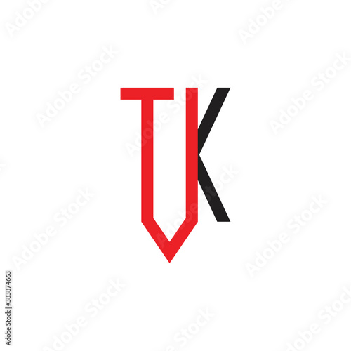 Shield with TK letter logo design vector