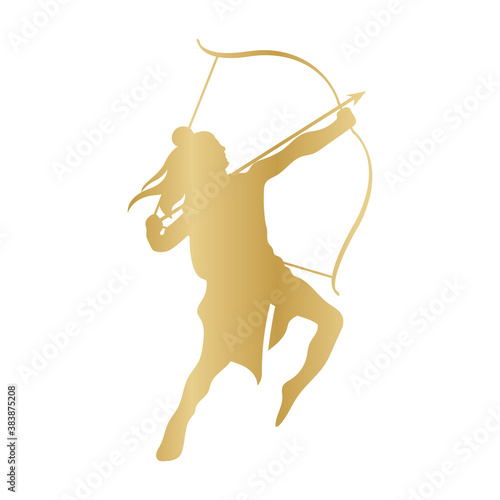 dussehra lord ram with bow and arrow gold silhouette vector design