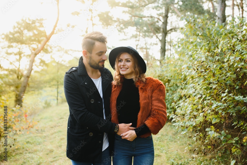 happy young couple in love outdoor in autumn happy young couple in love outdoor in autumn