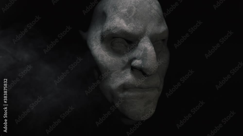 Animation of the appearance of a monster face from the darkness. Horror scene or Halloween decoration. Animation of the appearance of a monster face from the darkness. Horror scene or Halloween decoration.