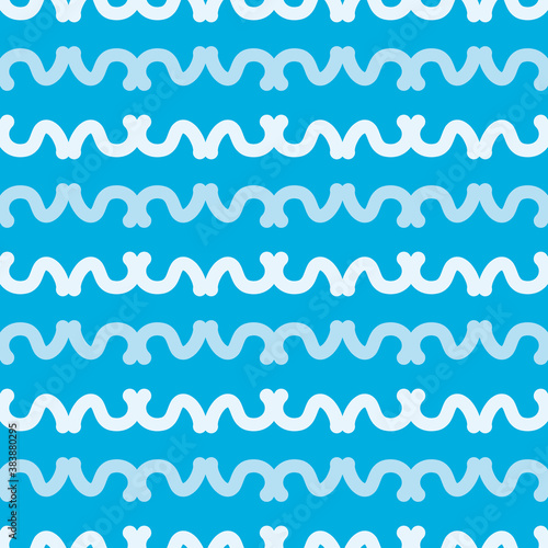Abstract waves vector repeat pattern. Sinuous line seamless illustration background.