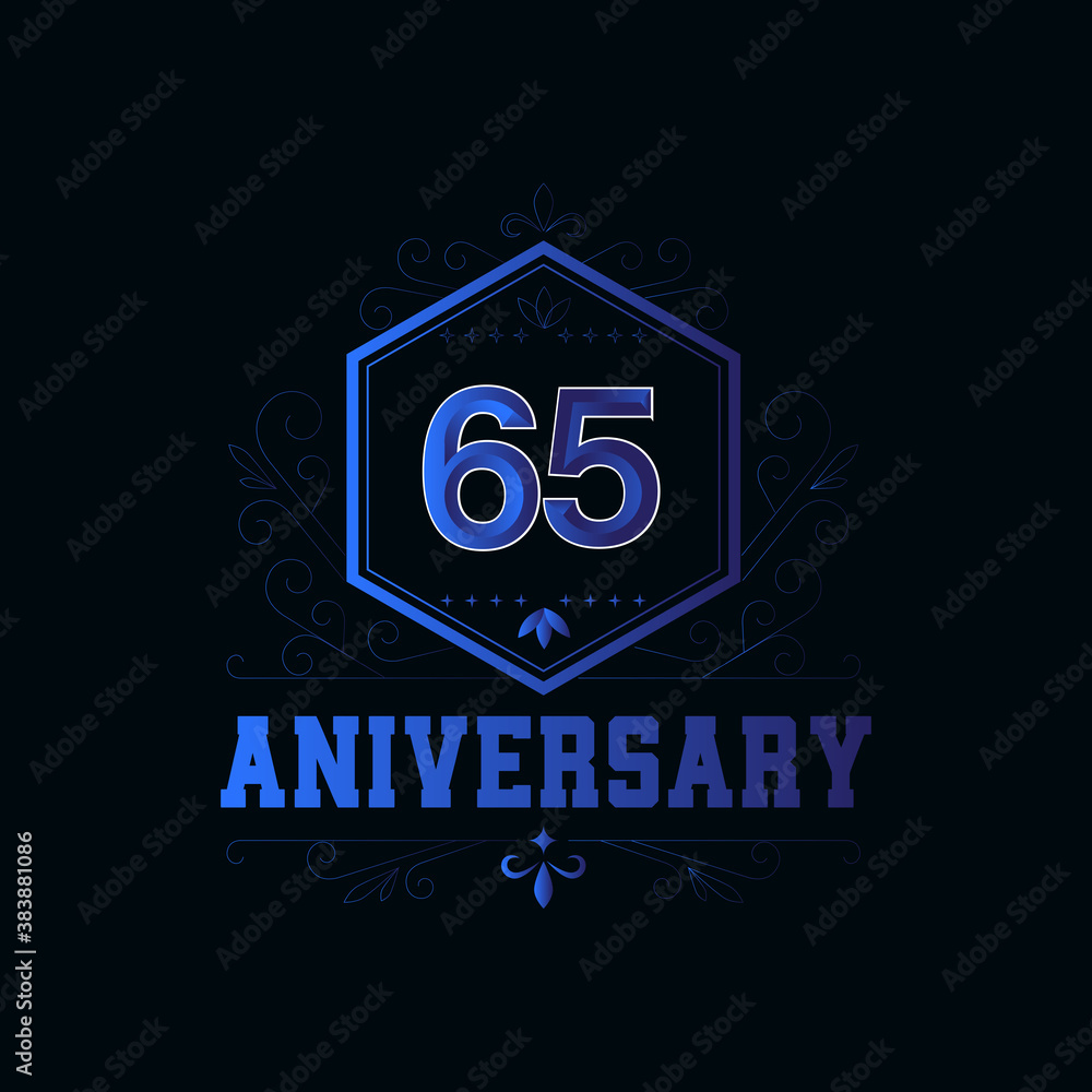 65 Years Anniversary Celebration Blue Vector Template Design Illustration 65 Years Anniversary Celebration Blue Vector Template Design Illustration