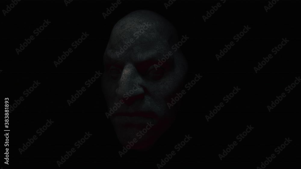 Animation of the appearance of a monster face from the darkness. Horror scene or Halloween decoration. Animation of the appearance of a monster face from the darkness. Horror scene or Halloween decoration.