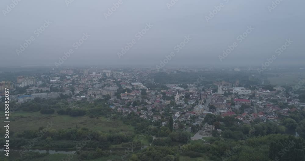 foggy morning. aerial view. City of Lutsk, Ukraine foggy morning. aerial view. City of Lutsk, Ukraine