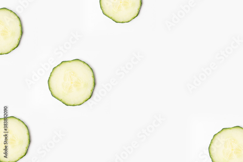 Cucumber slices, white background