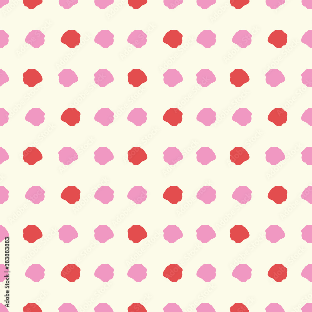 Abstract geometric colorful irregular dot pattern. Pastel hand drawn striped design. Vector geometric pastel dotted line pattern. Irregular spot in alignment on cream colored background. Simple
