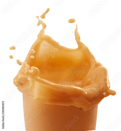 milk tea splash isolated on white