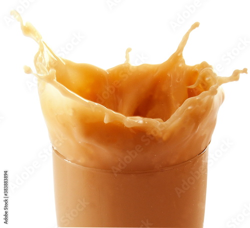 milk tea splash isolated on white