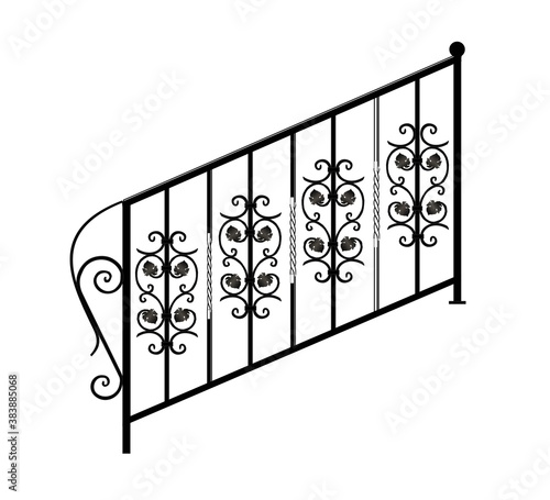 SKETCH of forged metal elements with antique ornaments. Artistic forging belongs to the category of handwork. curl on a white background. fence, stair railings forged