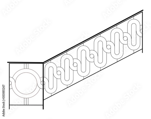 SKETCH of forged metal elements with antique ornaments. Artistic forging belongs to the category of handwork. curl on a white background. fence, stair railings forged