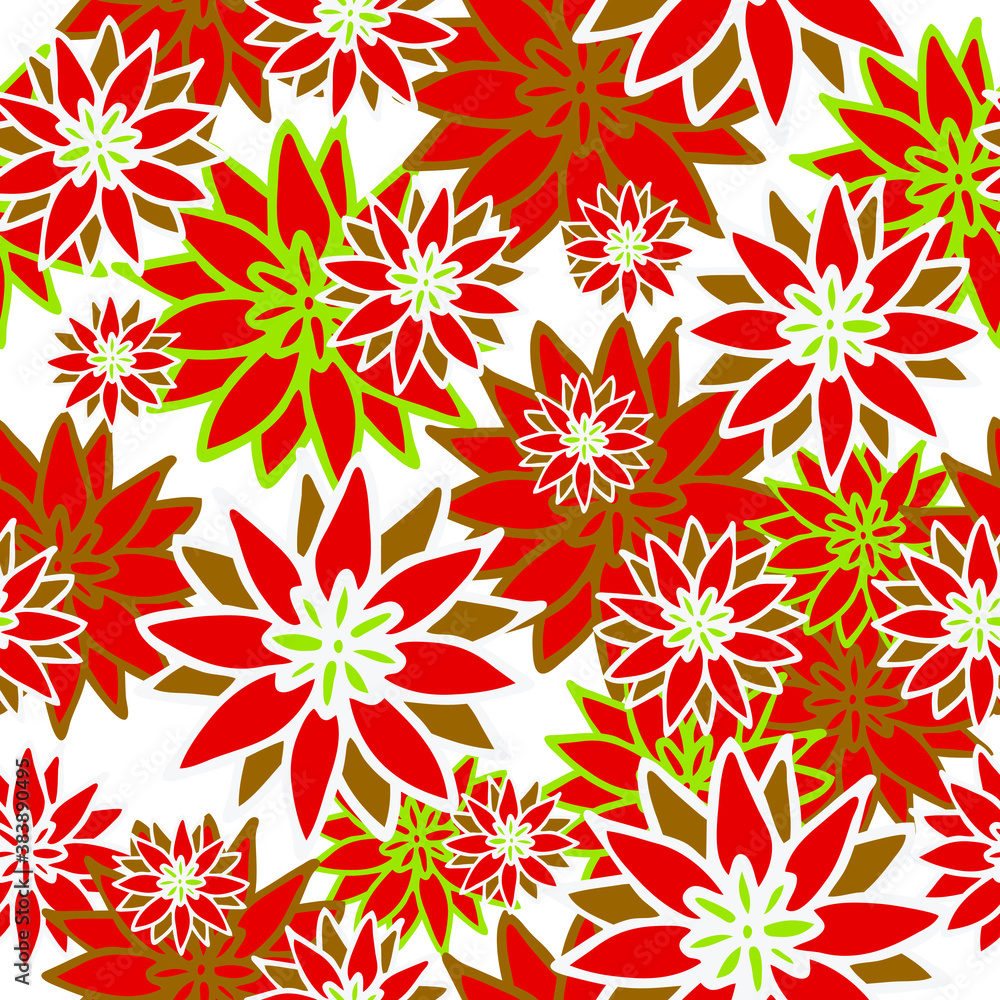 Seamless vector pattern with flowers on white background. Red floral wallpaper design. Simple vintage fashion textile. Seamless vector pattern with flowers on white background. Red floral wallpaper design. Simple vintage fashion textile.