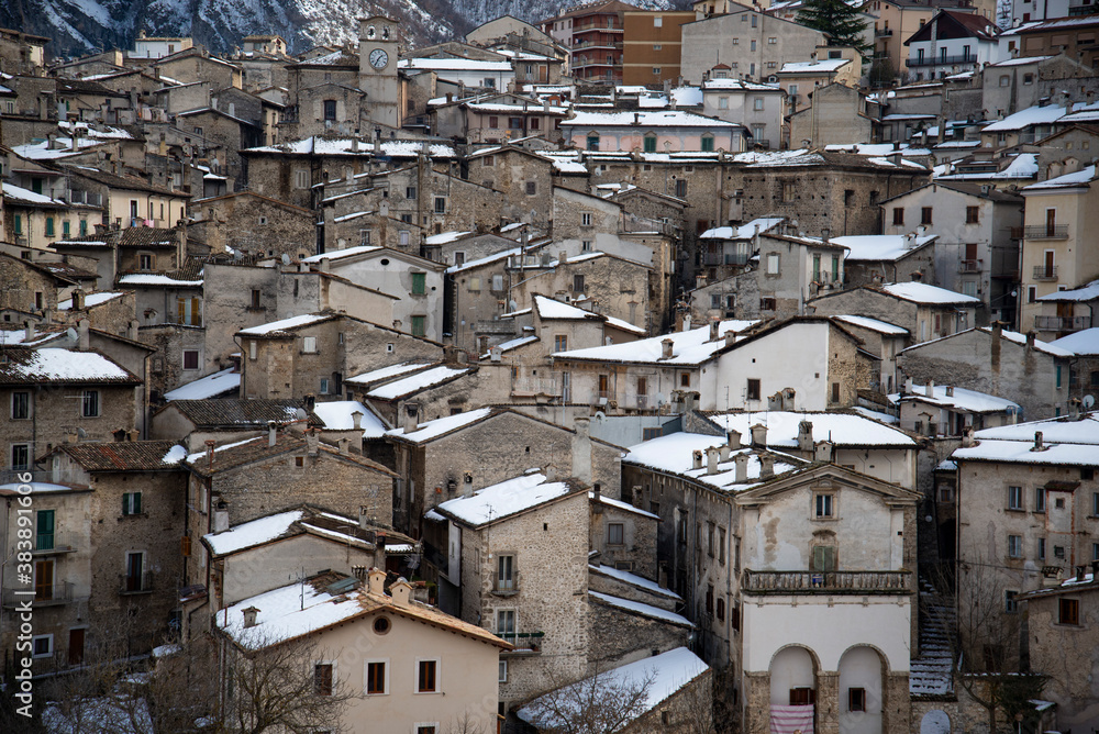 The view of the old Scanno village in Abruzzo, Italy