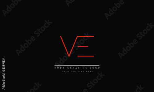 VE, EV, V, E Letter Logo Design with Creative Modern Trendy Typography