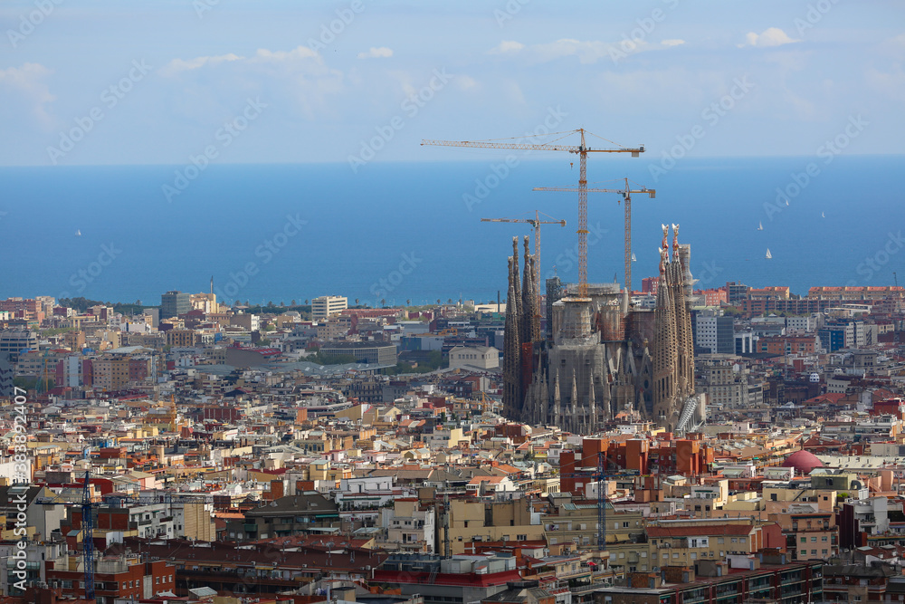 Fototapeta premium Aerial view of beautiful Barcelona city in Spain.