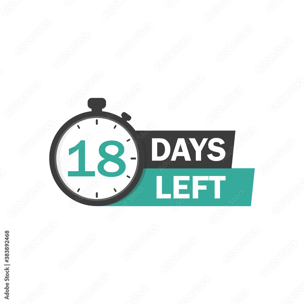 18 Days Left sign - emblem, label, badge,sticker, logo. Designed for your web site design, logo, app, UI 18 Days Left sign - emblem, label, badge,sticker, logo. Designed for your web site design, logo, app, UI