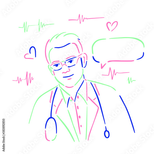 hospital doctor, therapist, medical staff, male, isolated vector character. prescription medicine, virus, covid