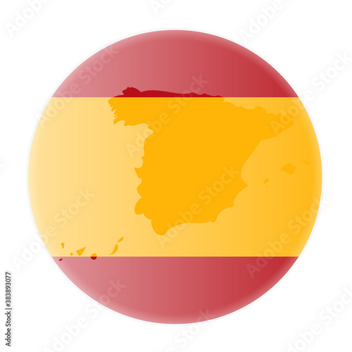 round spanish flag and map of spain outline sticker or badge vector illustration