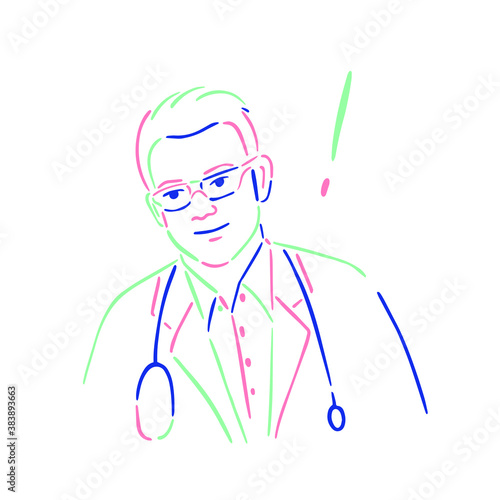 Hospital doctor, therapist, medical staff, male, isolated vector character.  Thank you doctors