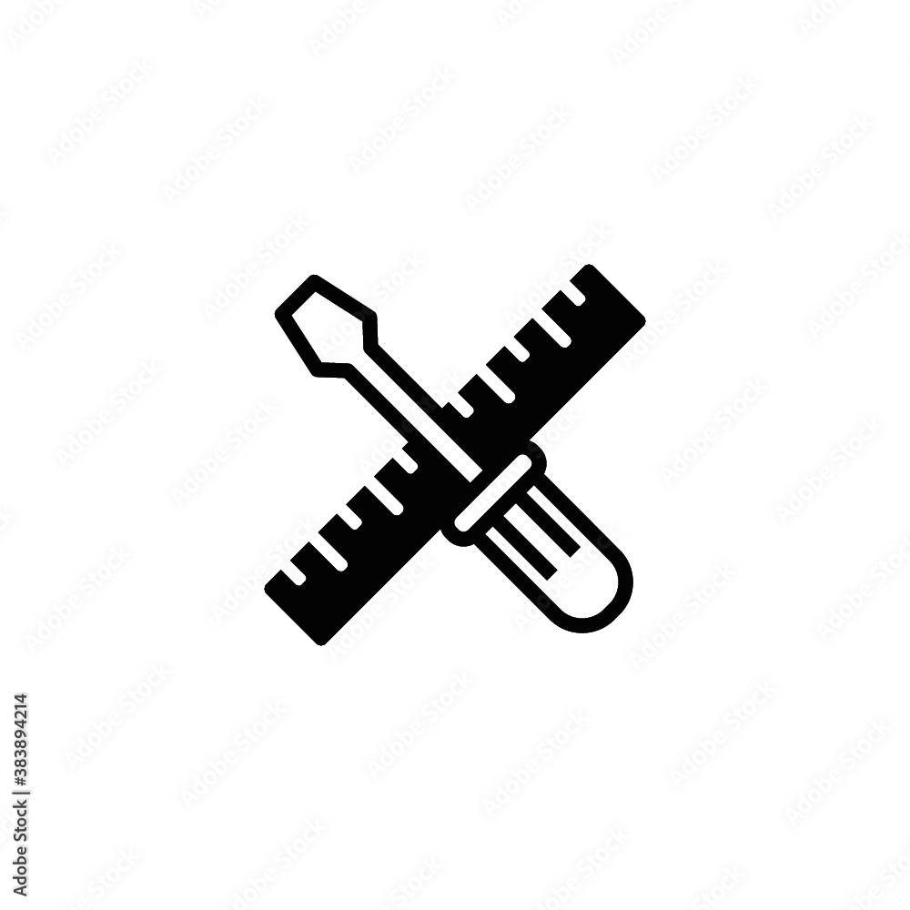 SCREWDRIVER RULER LOGO DESIGN ICON VECTOR OF BLACK COLOUR IN THE WHITE BACKGROUND SCREWDRIVER RULER LOGO DESIGN ICON VECTOR OF BLACK COLOUR IN THE WHITE BACKGROUND