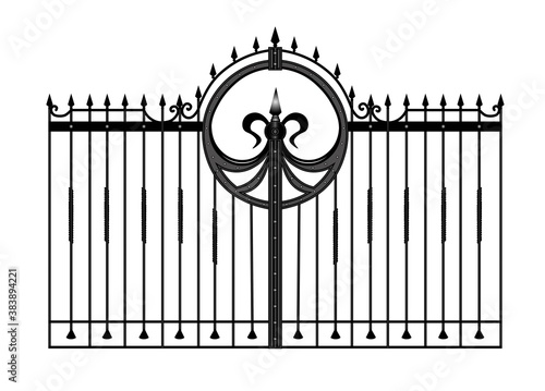 SKETCH of forged metal elements with antique ornaments. Artistic forging belongs to the category of handwork. curl on a white background. fence, forged fencing