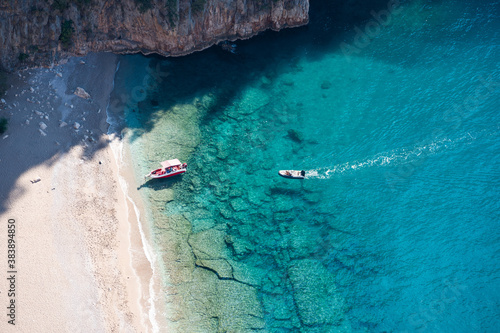Fototapeta Naklejka Na Ścianę i Meble -  Scenic above view of azure water in lagoon