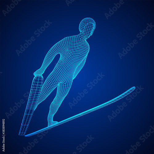 Ski jumper sportsman vector illustration.