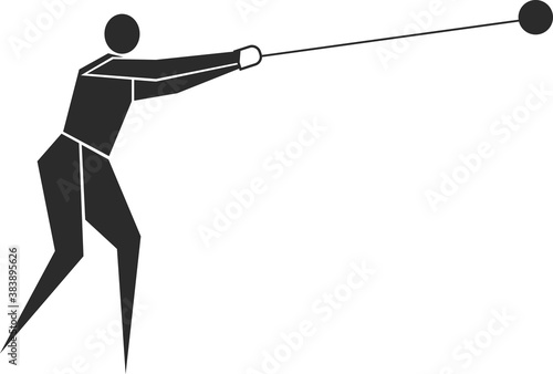 Gymnast throwing hammer. Sportsman isolated on white background. Vector illustration.