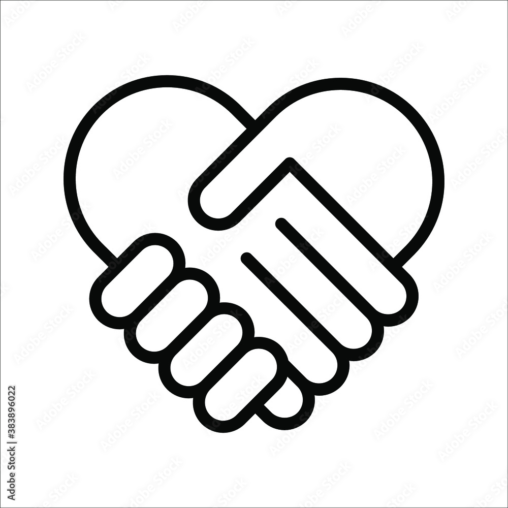 Handshake icon - Two hands together. Heart symbol vector illustration. editable icon Handshake icon - Two hands together. Heart symbol vector illustration. editable icon