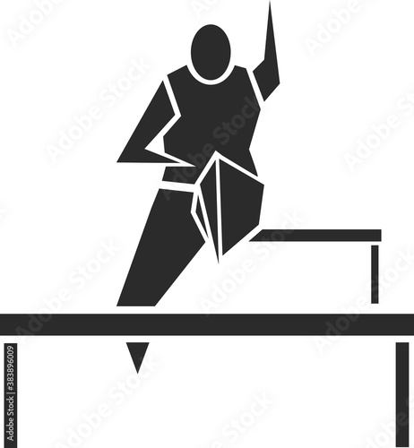 The runner jumps over the obstacle. Sportsman isolated on white background. Vector illustration.