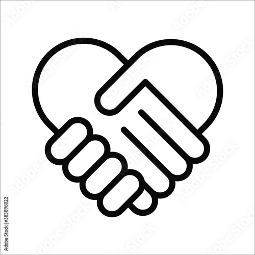 Handshake icon - Two hands together. Heart symbol vector illustration. editable icon