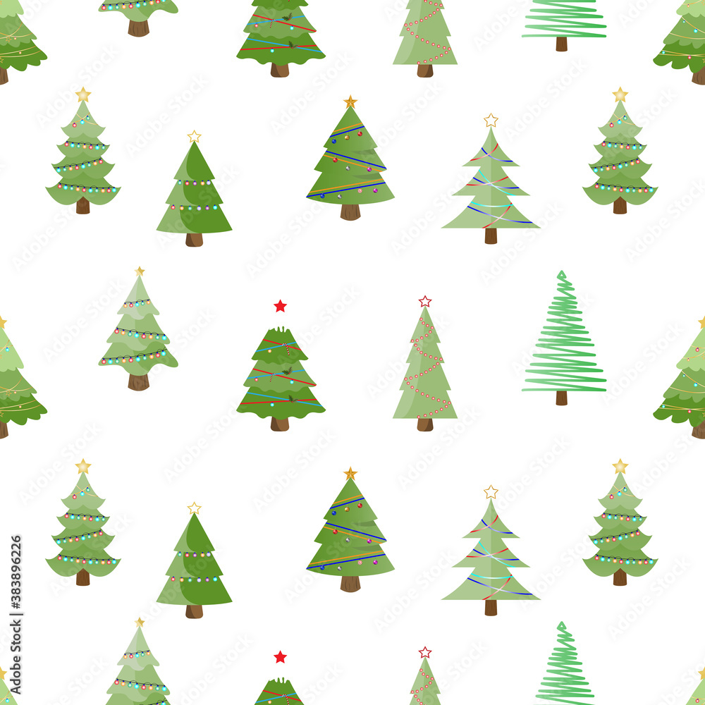 christmas tree seamless pattern. winter holiday decoration background.