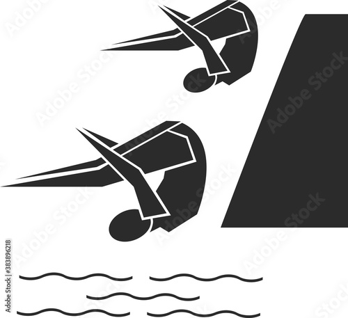 Paired synchronized diving. Sportsman isolated on white background. Vector illustration.