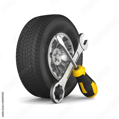 auto service on white backg...
