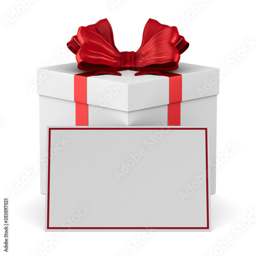 white box with red bow and ...
