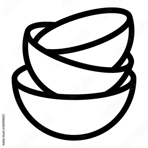 Bowl stack icon. Outline bowl stack vector icon for web design isolated on white background