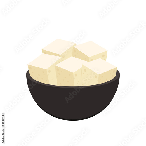 Tofu vector. Tofu in the cup. wallpaper. free space for text.