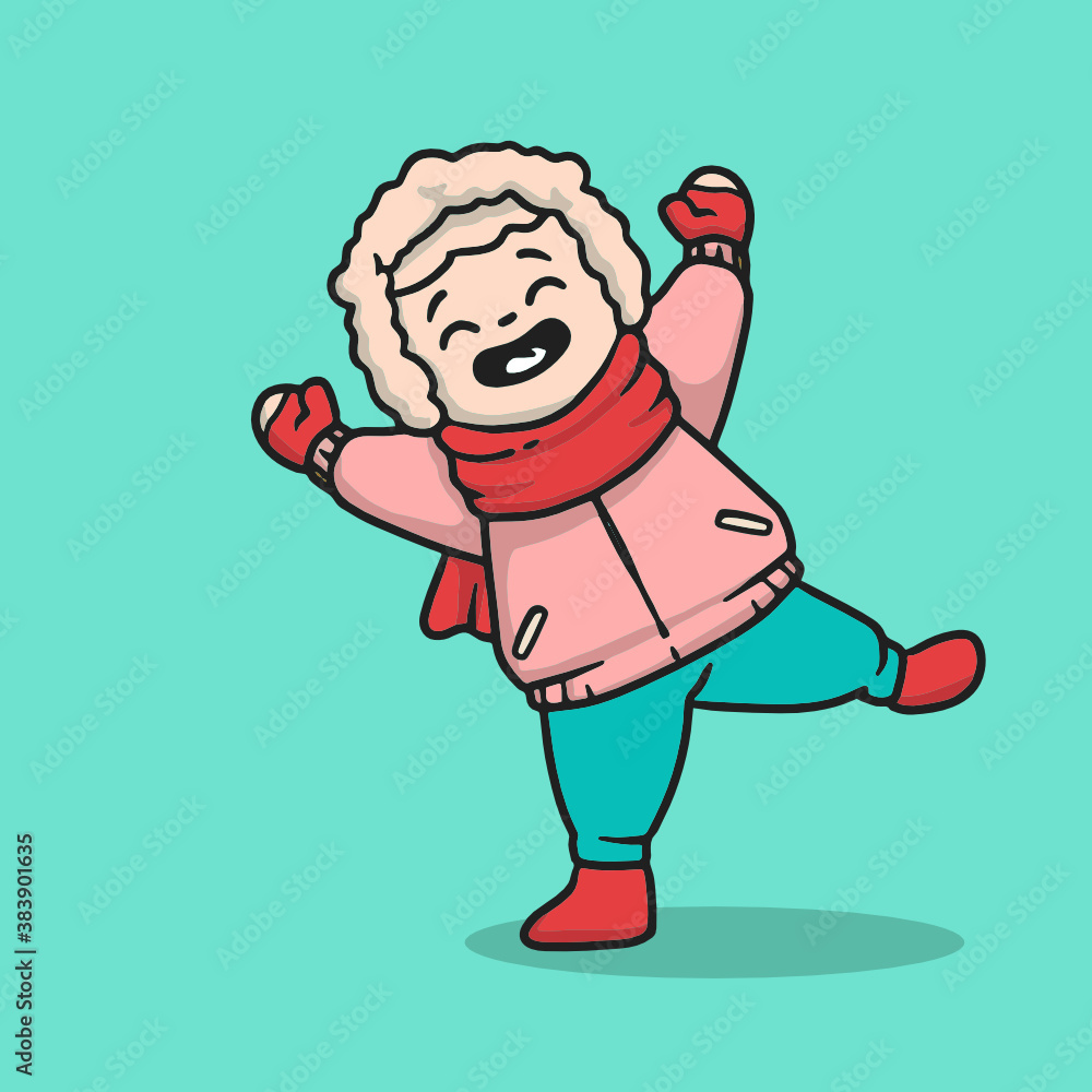 Cute kid with winter cloth happy and smiling Cute kid with winter cloth happy and smiling
