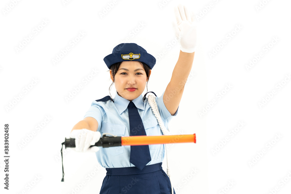 交通整理をする婦人警官 交通整理をする婦人警官