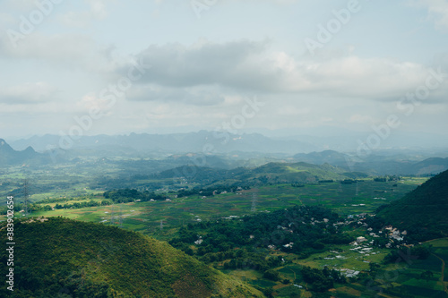 Panoramic view of Thung Khe pass in Mai Chau  Hoa Binh  Vietnam.