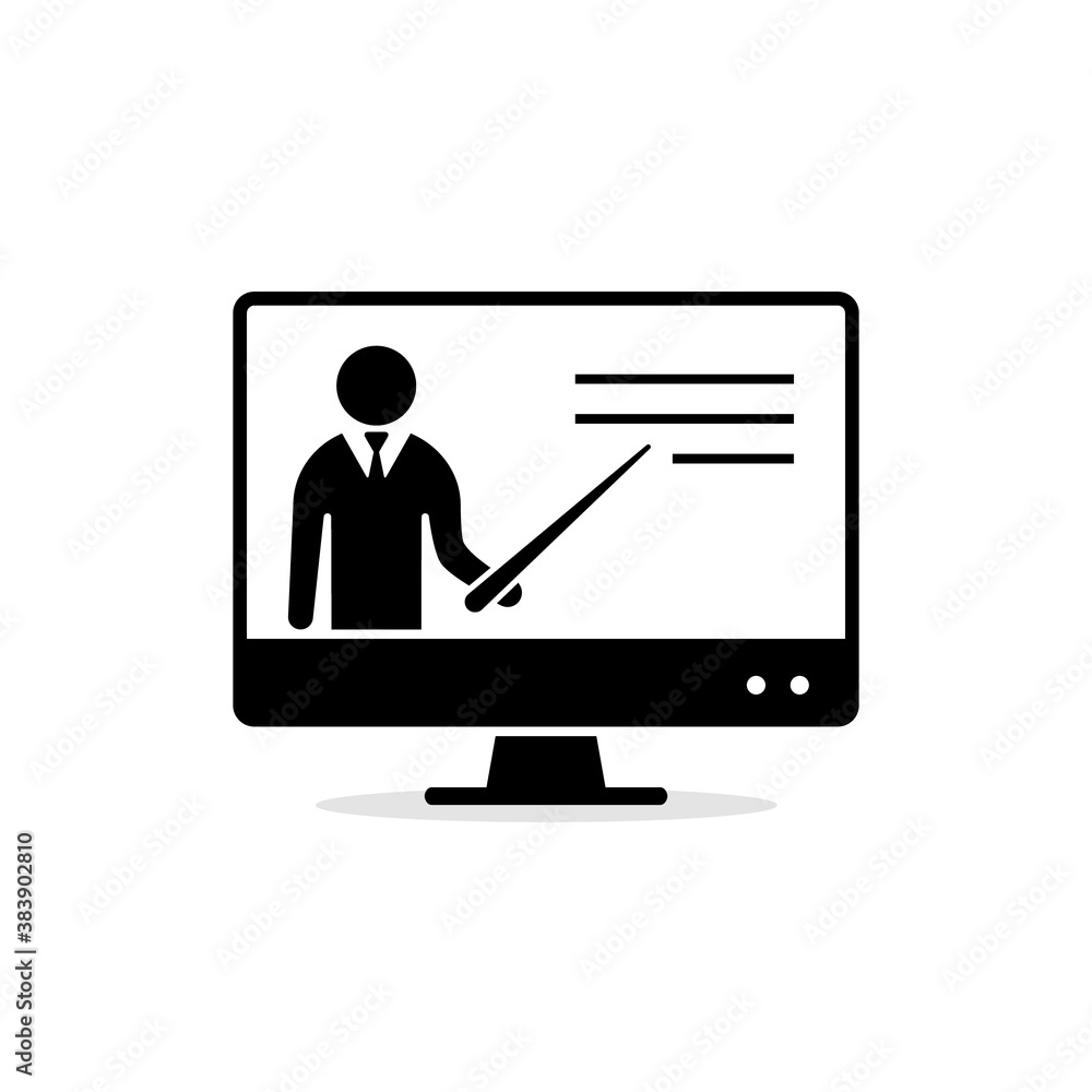 Online education vector icon, online learning courses, distant education, e-learning tutorials illustration