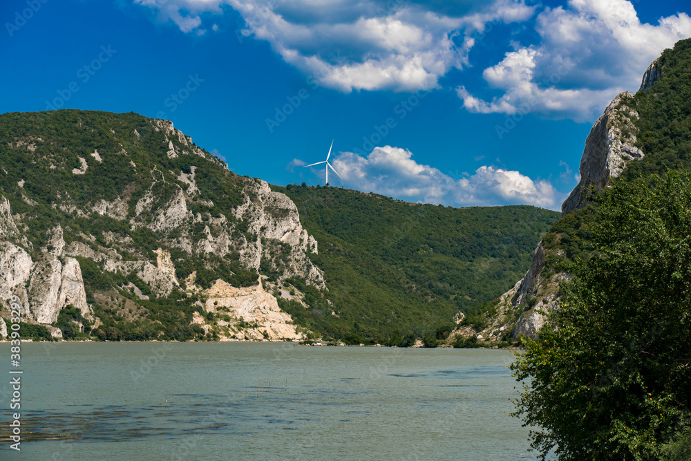 Danube gorge in Djerdap on the Serbian-Romanian border Danube gorge in Djerdap on the Serbian-Romanian border
