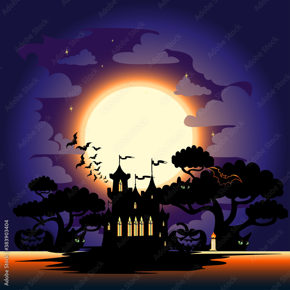 Colorful vector background for celebrating Halloween. Vector illustration invitation or poster template.