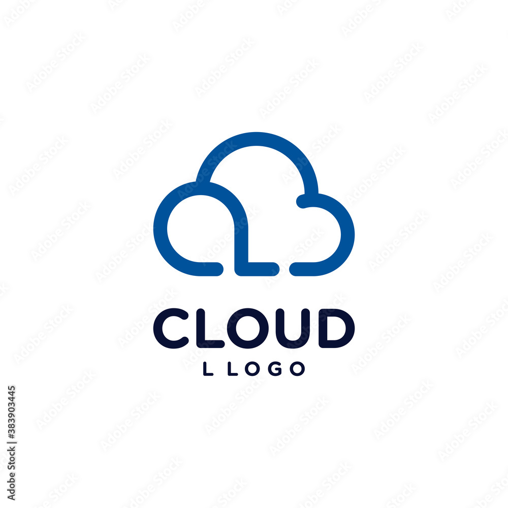 cloud logo design modern simple line vector with letter L and blue color cloud logo design modern simple line vector with letter L and blue color