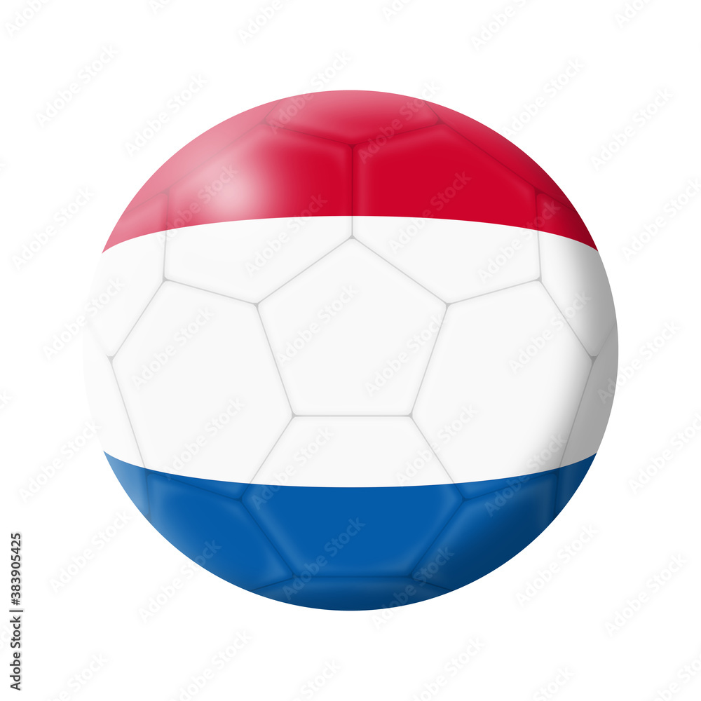 Netherlands soccer ball football 3d illustration isolated on white with clipping path