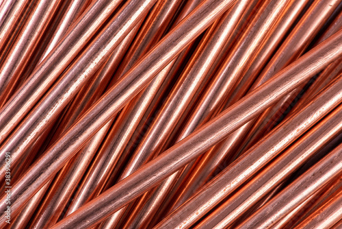 Close-up copper wire , raw material and enrgy industry component photo