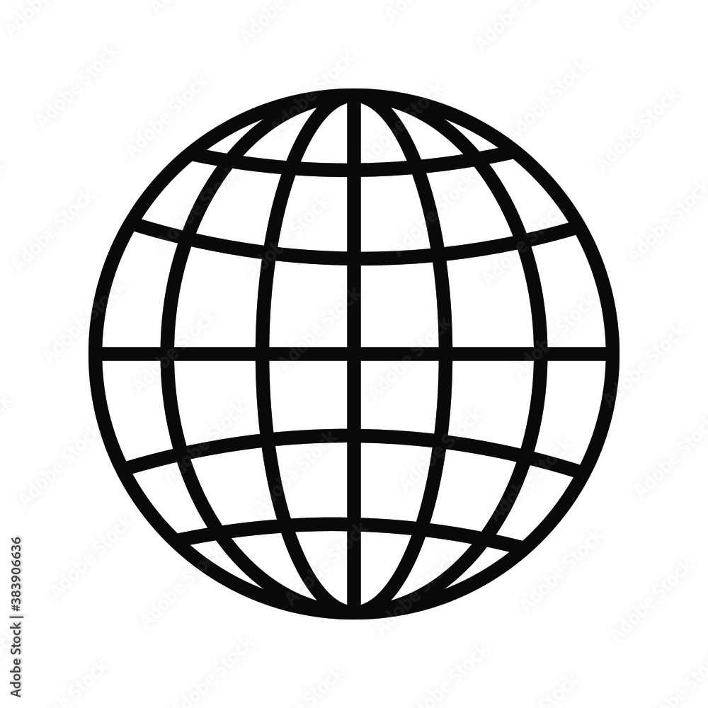 Globe icon, isolated. Flat design. Globe icon, isolated. Flat design.