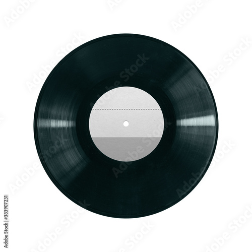 Retro Vinyl record with dust isolated on white background, pop art design, close up