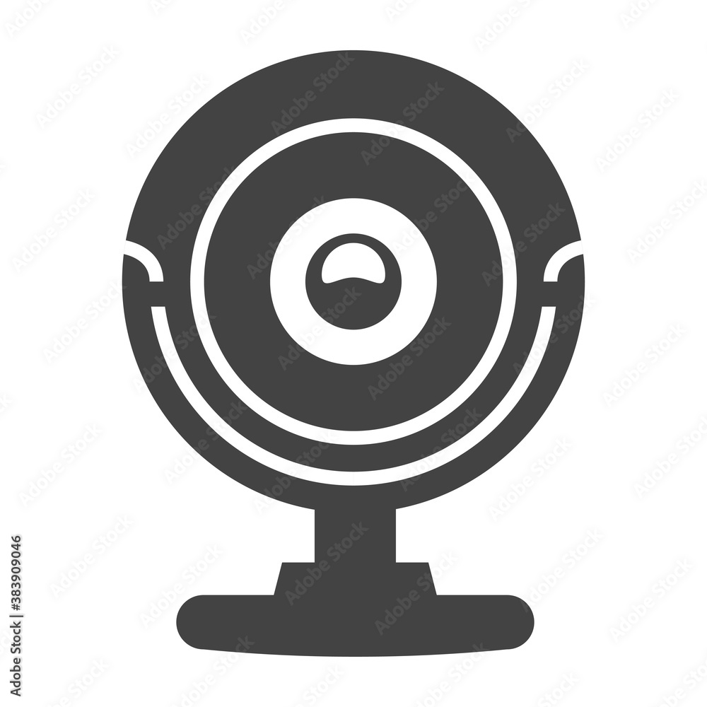 Web camera digital bold black silhouette icon isolated on white. Webcam for computer. Web camera digital bold black silhouette icon isolated on white. Webcam for computer.